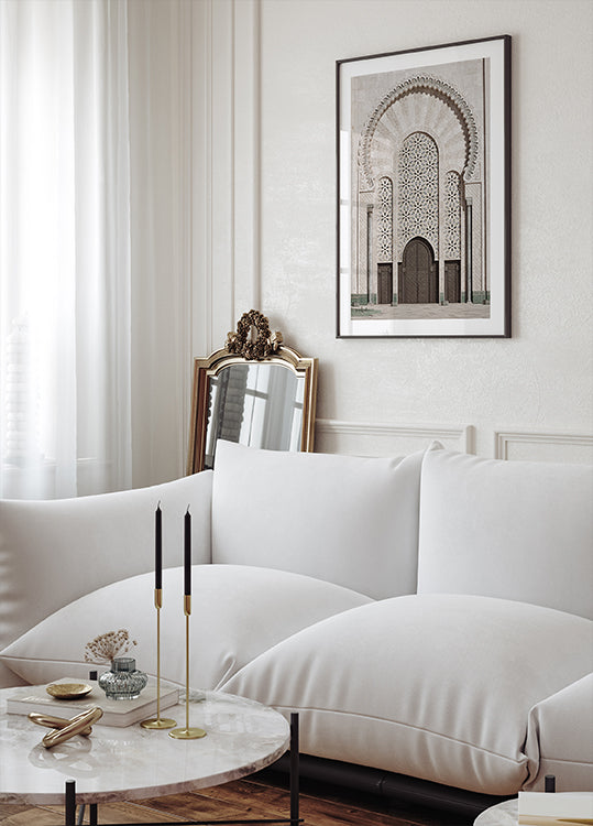 Kunstvoller Eingang der Hassan-II.-Moschee, Casablanca Poster - Posterbox.dk