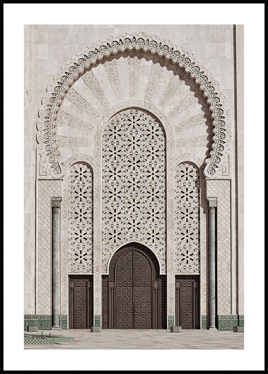 Kunstvoller Eingang der Hassan-II.-Moschee, Casablanca Poster - Posterbox.dk