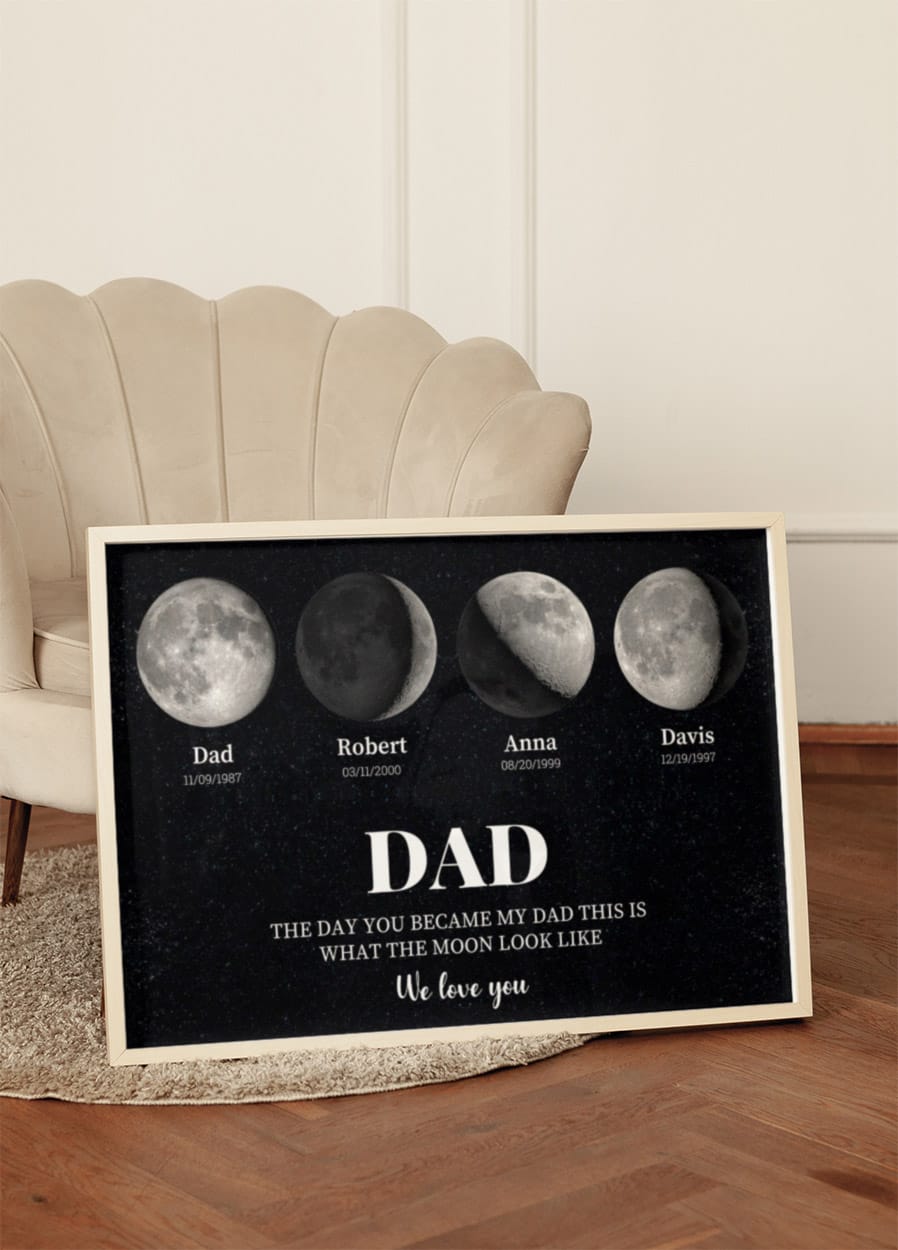 Unsere Mondphasen, individuelles Papa-Poster - Posterbox.dk