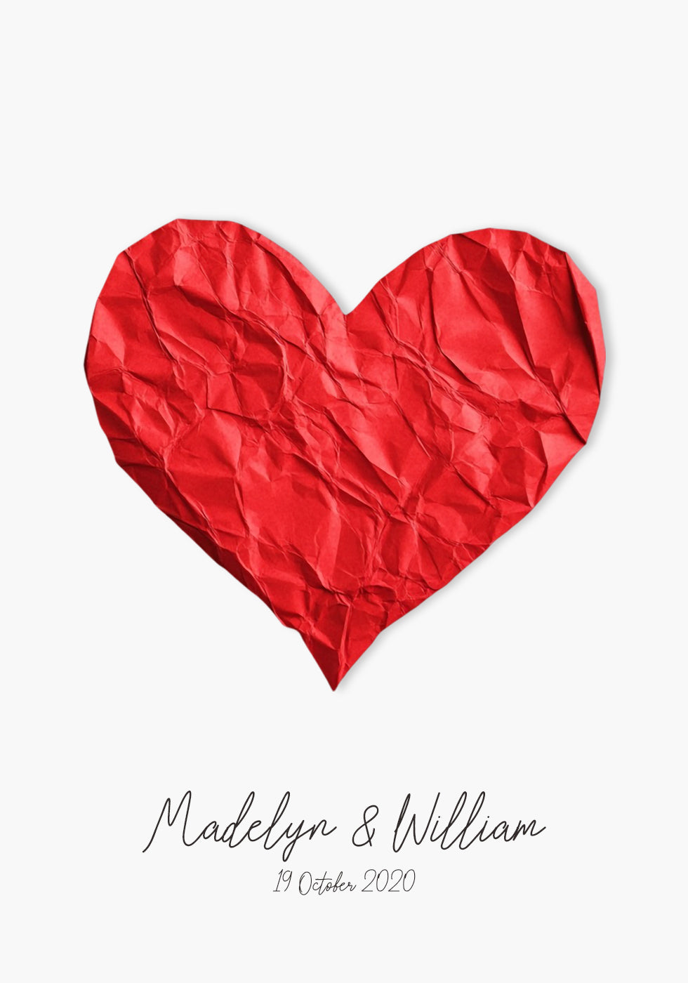 Personalisiertes Papierherz-Poster - Posterbox.dk