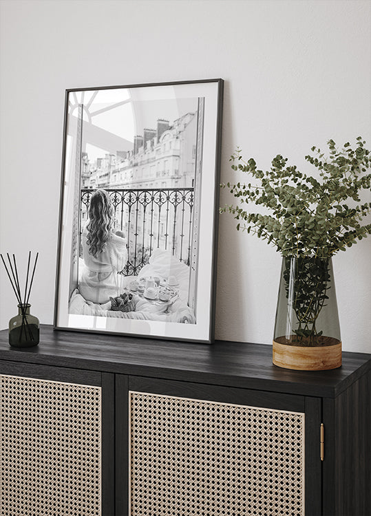 Paris Frühstück Schwarzweiß-Poster - Posterbox.dk