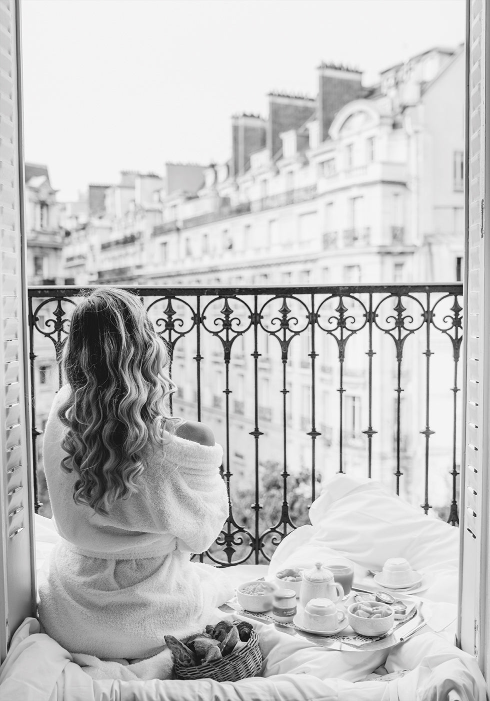 Paris Frühstück Schwarzweiß-Poster - Posterbox.dk