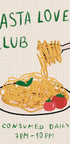 Pasta Lover Club, handgezeichnetes Spaghetti-Dinner-Poster - Posterbox.dk