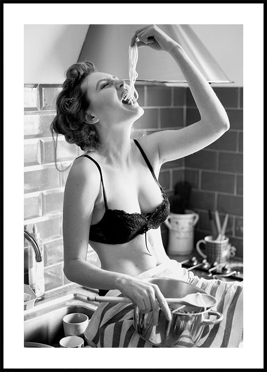 Pasta-Liebhaber in Schwarz-Weiß-Poster - Posterbox.dk