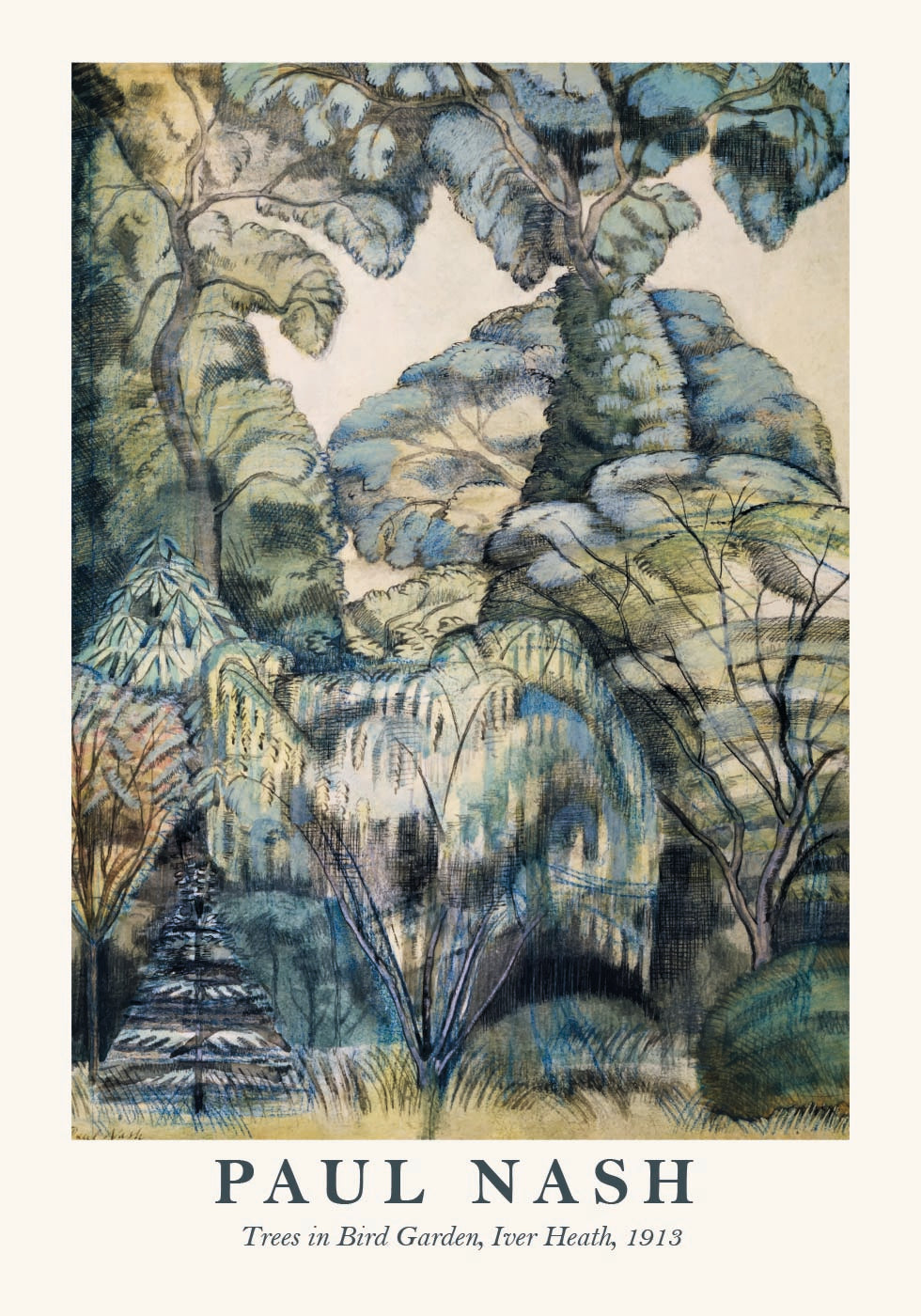 Paul Nash, Bäume im Vogelgarten Poster - Posterbox.dk