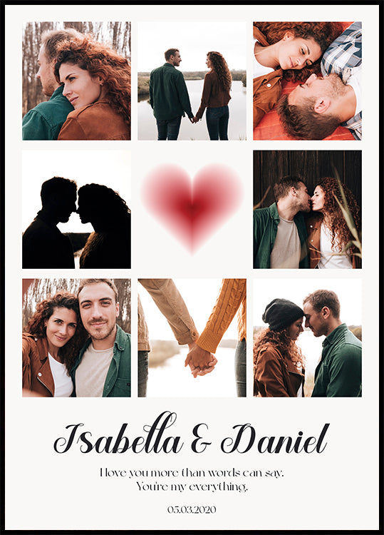 Personalisiertes Paar-Fotocollage-Poster - Posterbox.dk
