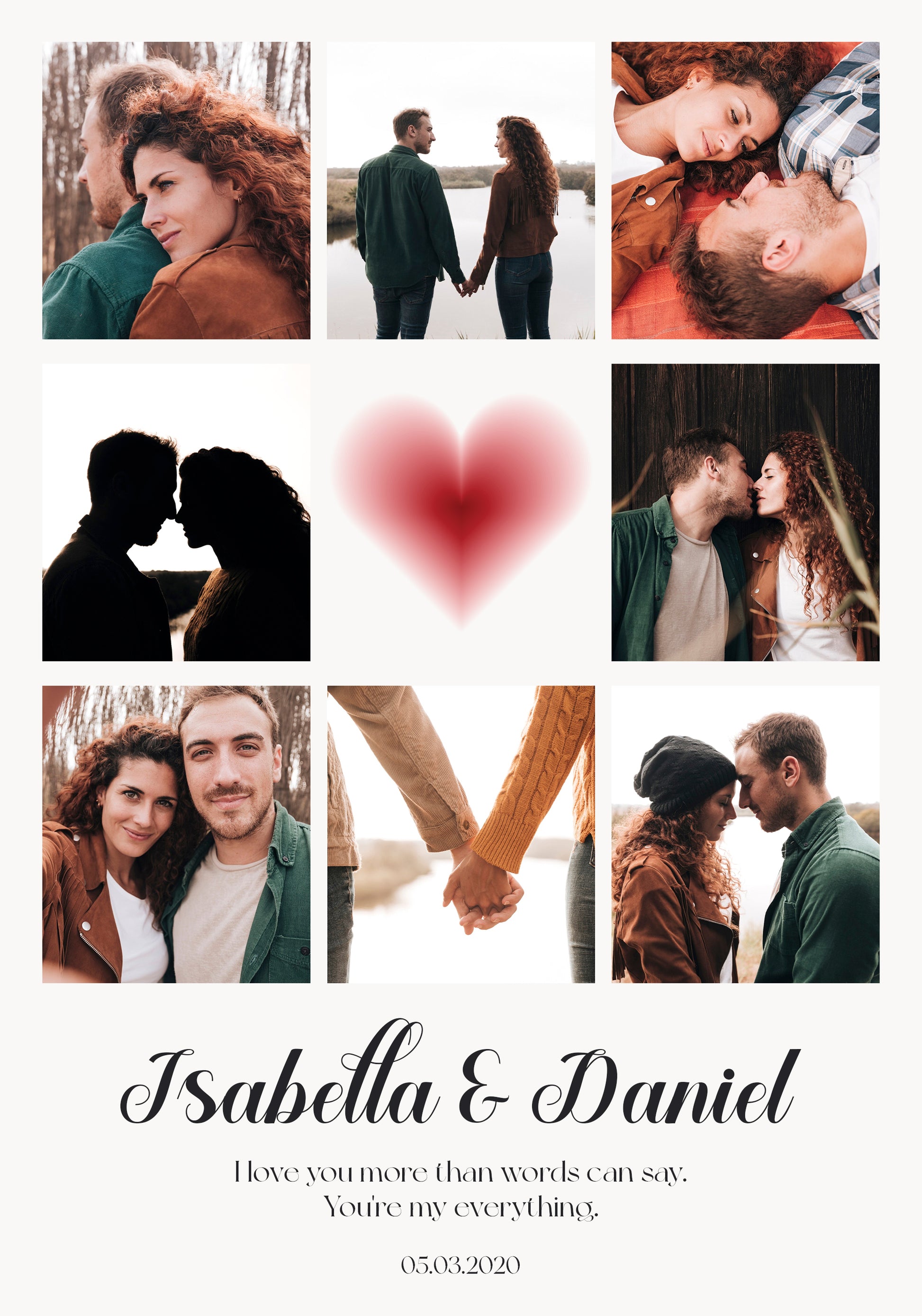 Personalisiertes Paar-Fotocollage-Poster - Posterbox.dk