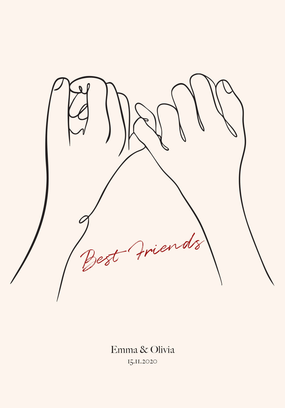 Personalisiertes Freundschafts-Line-Art-Poster - Posterbox.dk