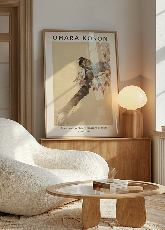 Fasan auf Kirschblütenzweig, japanischer Holzschnitt von Ohara Koson Poster - Posterbox.dk