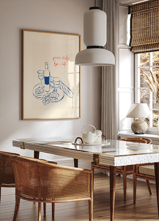 Picknick-Club-Druck, Wein- und Käse-Poster - Posterbox.dk