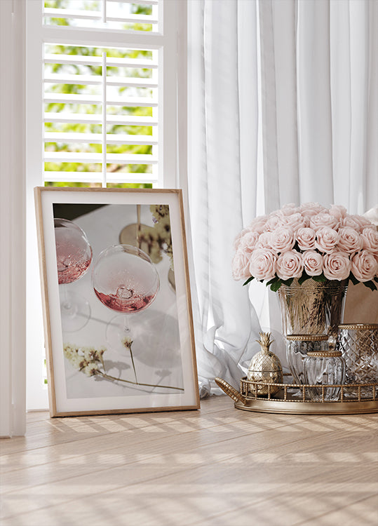 Rosa Champagner-Feier-Poster - Posterbox.dk