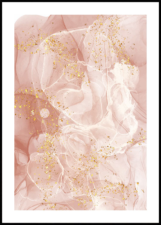 Rosa Marmor mit Gold Poster - Posterbox.dk