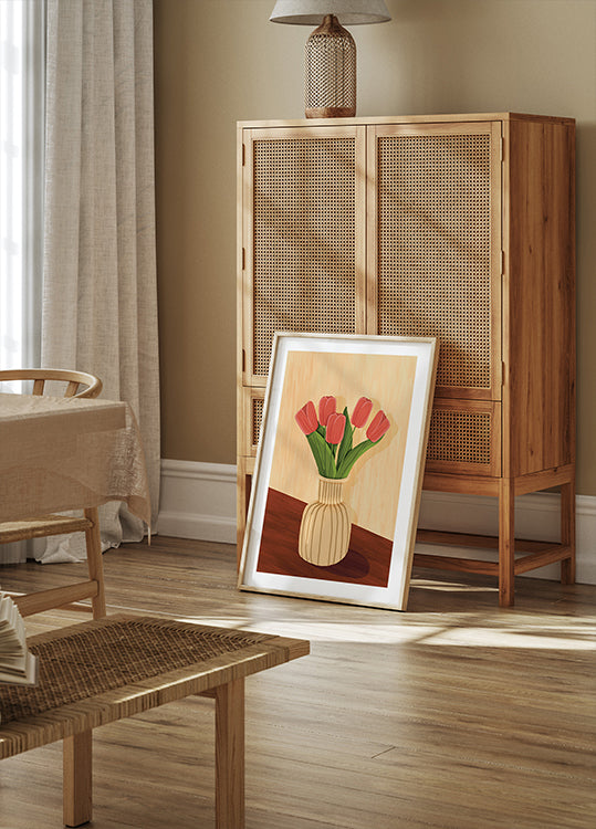 Rosa Tulpen in Vase Poster - Posterbox.dk