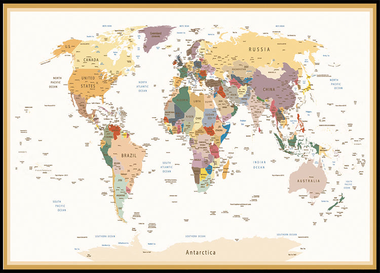 Politisches Weltkarten-Poster - Posterbox.dk