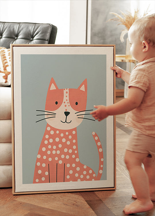 Polka Dot Cat Poster - Posterbox.dk