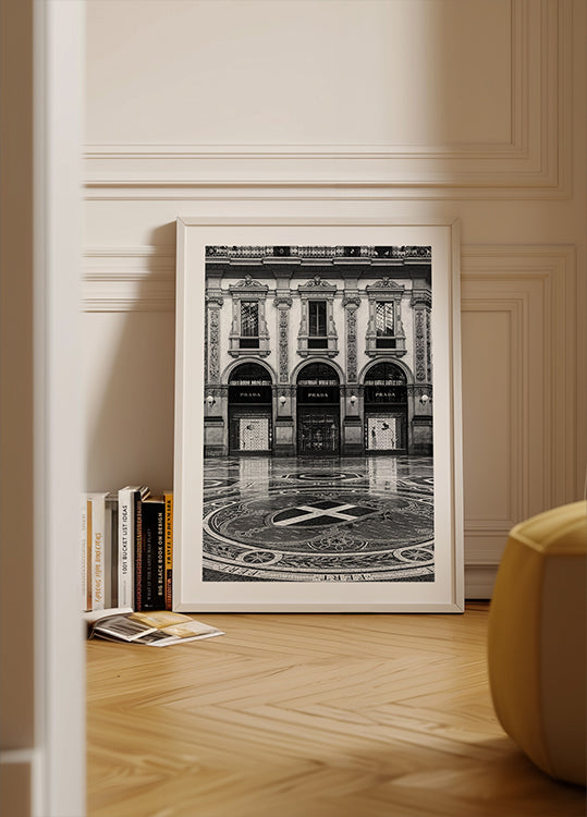 Prada Milan Façade Black & White Plakat - Posterbox