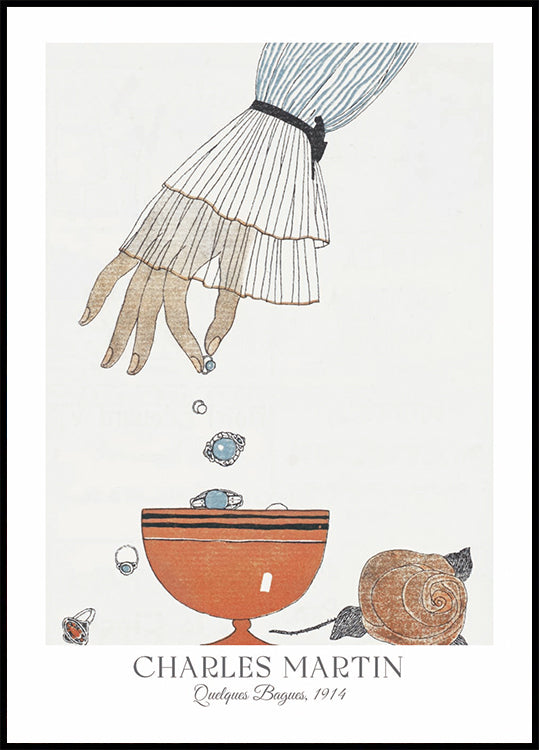 Quelques Bagues, Schmuckillustration Charles Martin Poster - Posterbox.dk