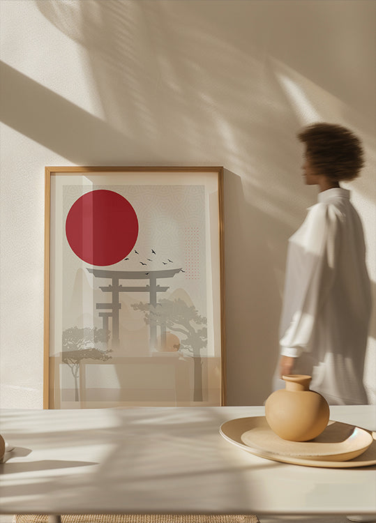 Red Sun Torii Plakat - Posterbox