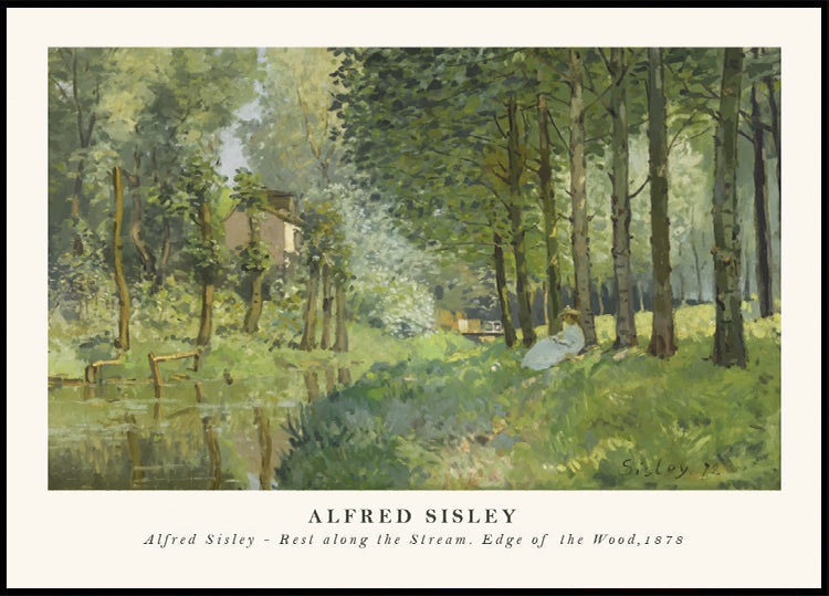 Rest Along The Stream Impressionist Forest, Alfred Sisley 1878 Poster - Posterbox.dk