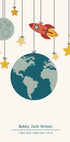 Rakete und Planeten, personalisiertes Baby-Poster für Jungen – Posterbox.dk