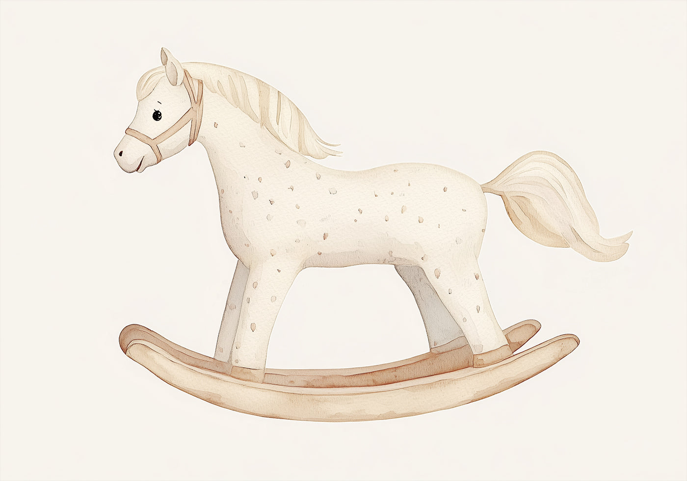 Schaukelpferd, Vintage-Spielzeug, minimalistisches Kinderzimmer-Wandkunst-Poster – Posterbox.dk