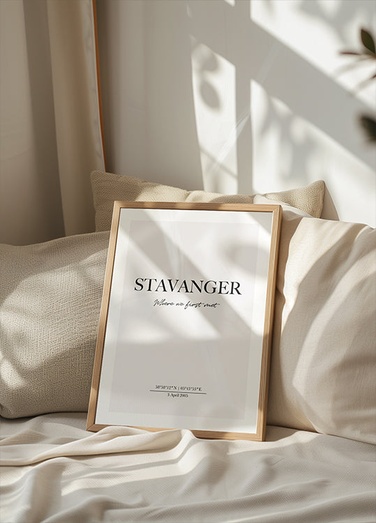 Romantische Koordinaten, Wo wir uns zum ersten Mal trafen, individuelles Standortposter - Posterbox.dk