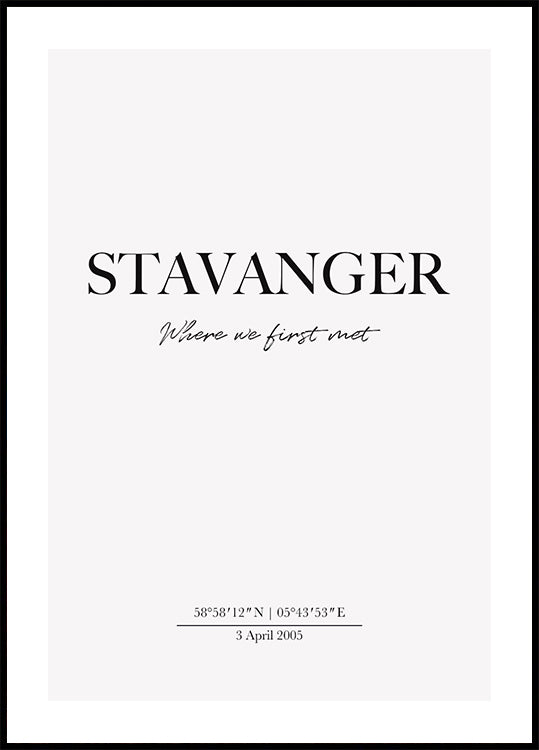 Romantische Koordinaten, Wo wir uns zum ersten Mal trafen, individuelles Standortposter - Posterbox.dk