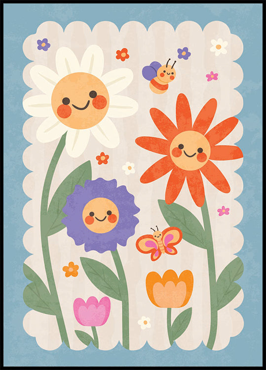 Smiley-Blumen, skurriles Blumenposter - Posterbox.dk