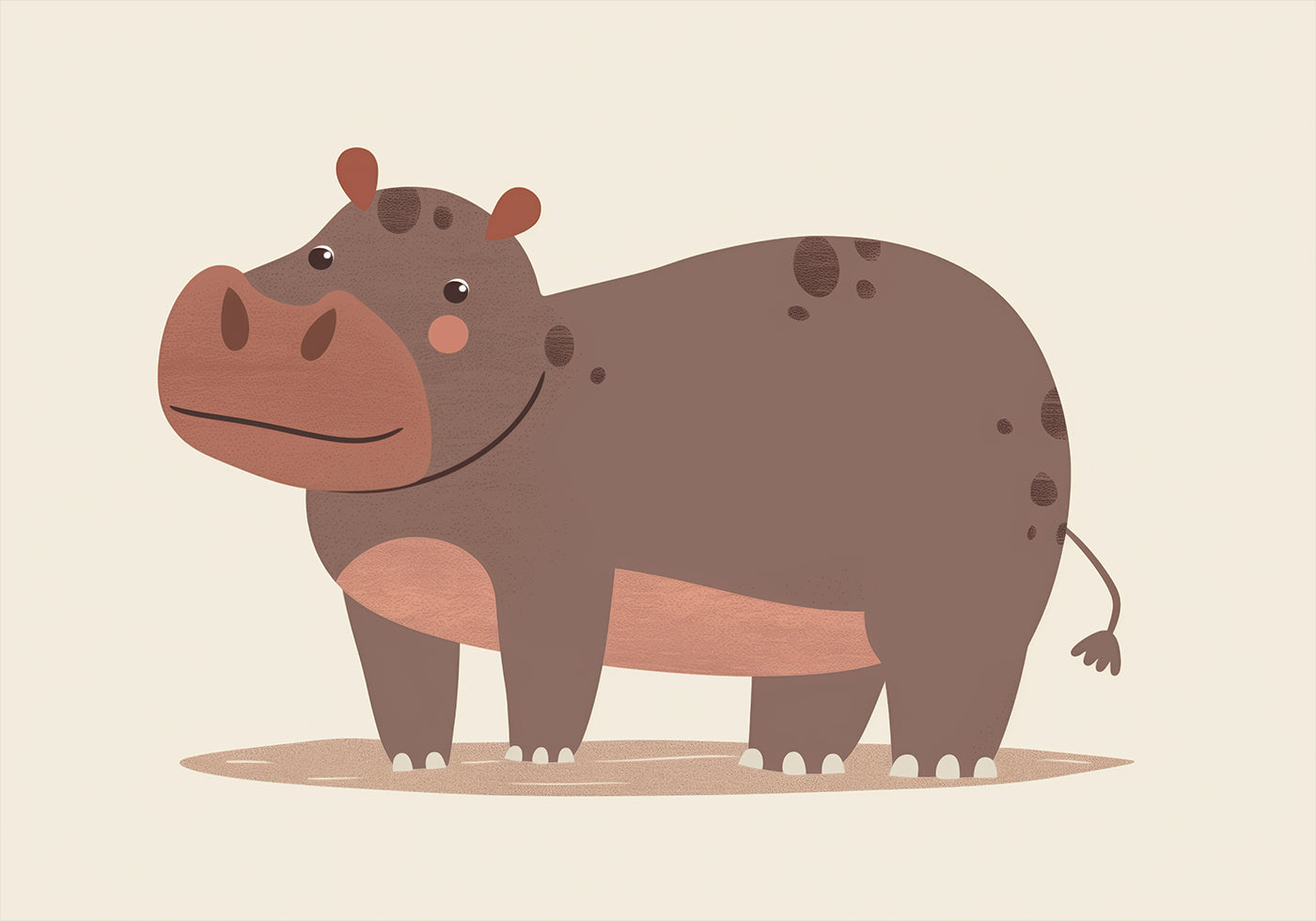 Lächelndes braunes Nilpferd im Schlamm Poster - Posterbox.dk