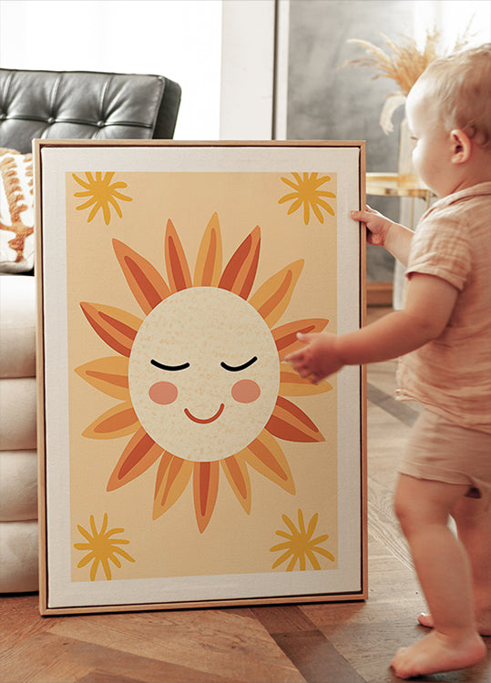 Poster mit Illustration der lächelnden Sonne - Posterbox.dk