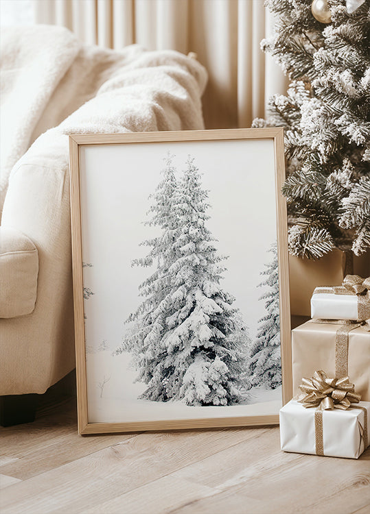 Poster „Schneebedeckte Kiefern“ - Posterbox.dk