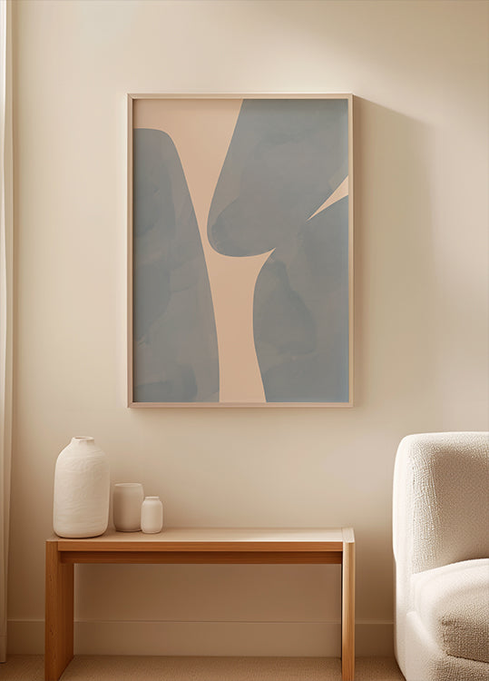Soft Blue Forms, Abstract Shapes Plakat - Posterbox