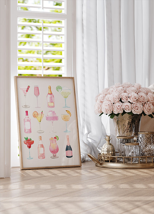 Poster „Sprudelnde Stunde, bunter Champagner und Cocktails“ - Posterbox.dk