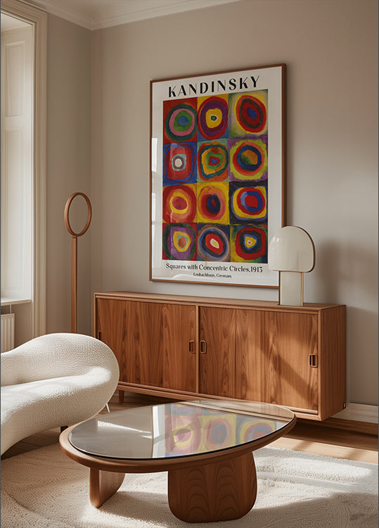 Quadrate mit konzentrischen Kreisen, 1913, Wassily Kandinsky Poster - Posterbox.dk