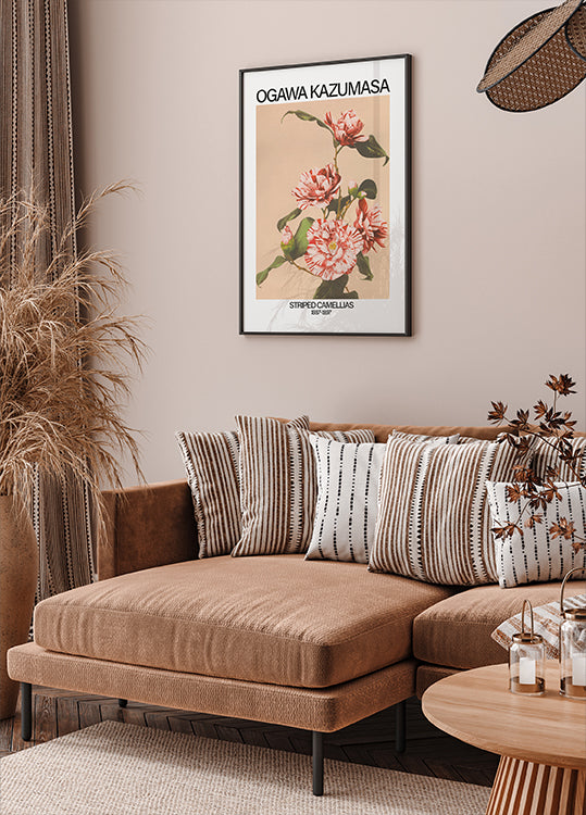Gestreifter Kamelien-Druck, Ogawa Kazumasa Poster - Posterbox.dk