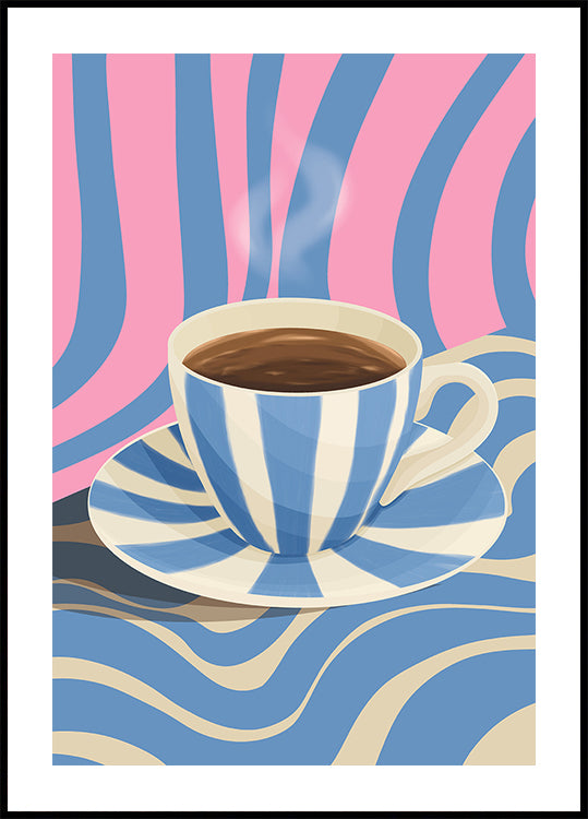 Striped Coffee Cup Plakat - Posterbox