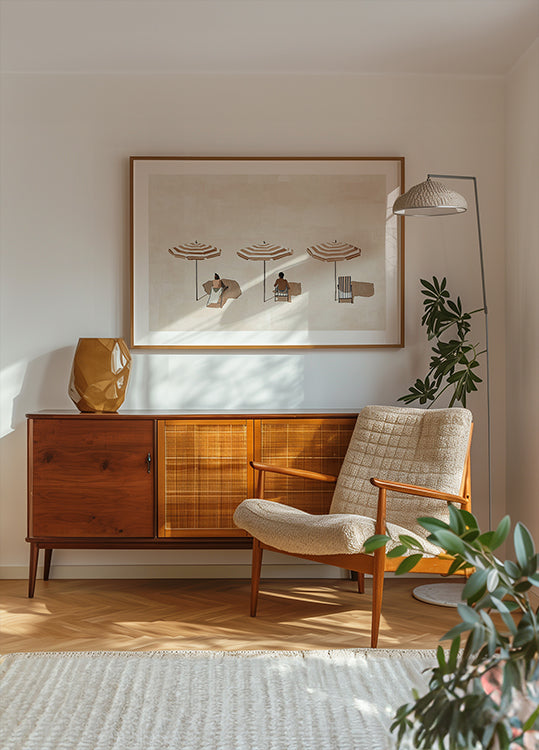 Poster mit gestreiften Regenschirmen - Posterbox.dk