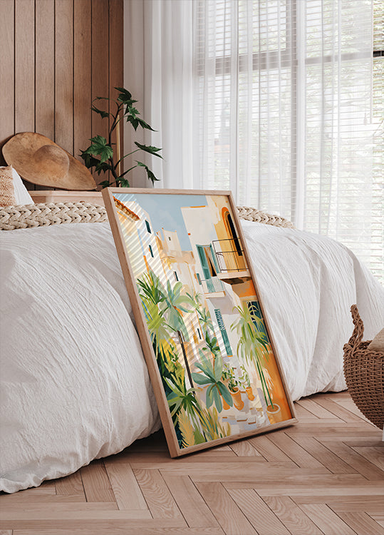 Poster Sonnendurchfluteter Innenhof, mediterrane Terrasse - Posterbox.dk