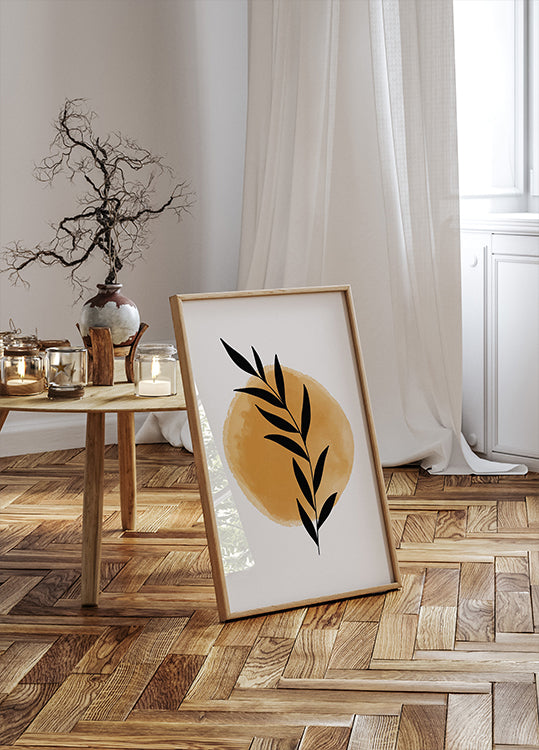 Sunrise Branch, minimalistisches botanisches Sonnenposter - Posterbox.dk