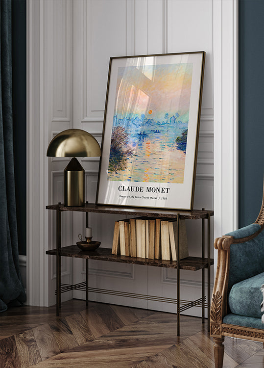 Sonnenuntergang auf der Seine Poster von Claude Monet Poster - Posterbox.dk
