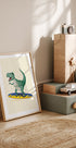 Surfendes T-Rex-Poster - Posterbox.dk