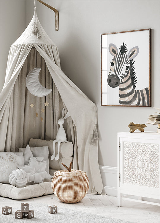 Süßes Zebra mit Wimpern Poster - Posterbox.dk