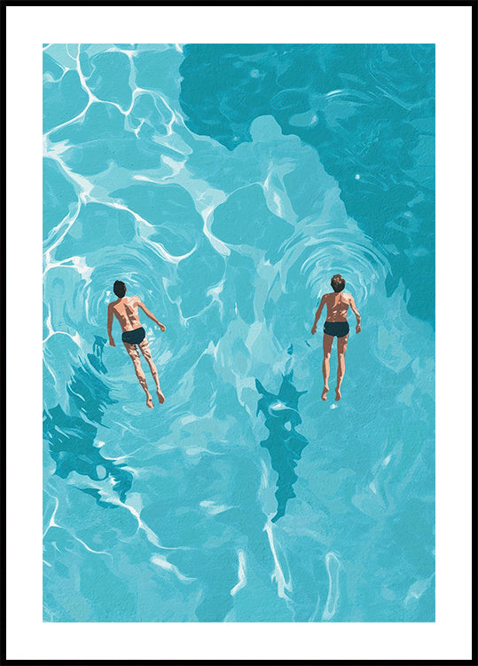 Schwimmer im blauen Meer Poster - Posterbox.dk