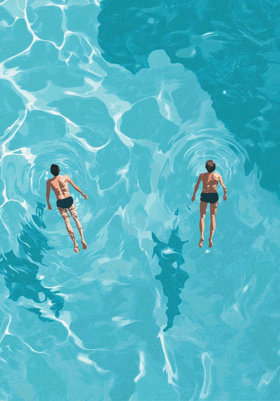 Schwimmer im blauen Meer Poster - Posterbox.dk