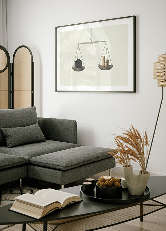 Zeit oder Geld, surreales Waage-Poster - Posterbox.dk