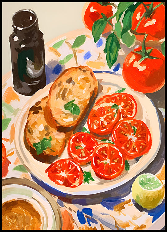 Tomaten und Toast, mediterrane Küche Poster - Posterbox.dk