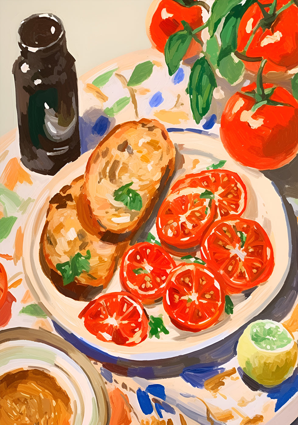 Tomaten und Toast, mediterrane Küche Poster - Posterbox.dk