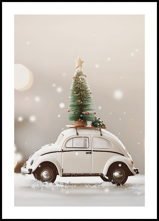 ein Auto mit einem Weihnachtsbaum darauf