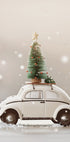 ein weißes Auto mit einem Weihnachtsbaum darauf