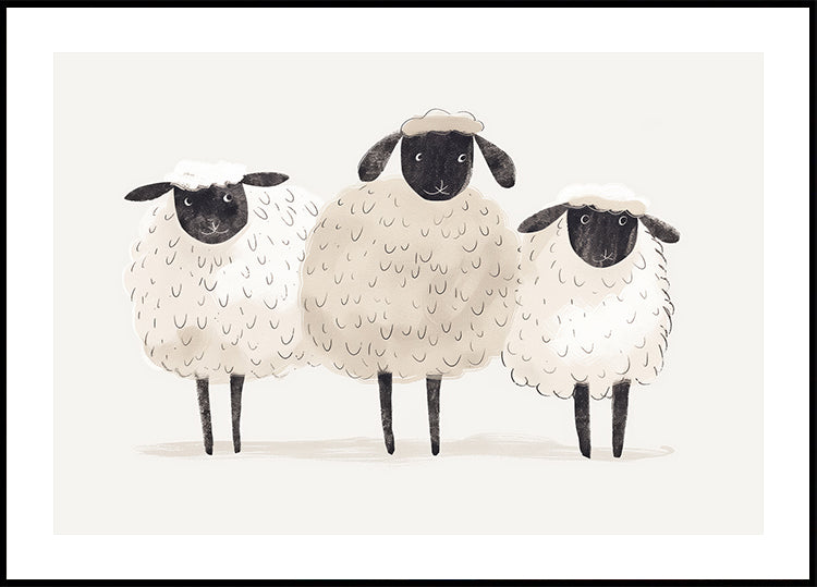 Trio Of Sheep Poster - Posterbox.dk